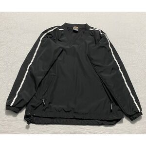 Easton Pullover Windbreaker Jacket Black‎ White Stripe Mens Size S